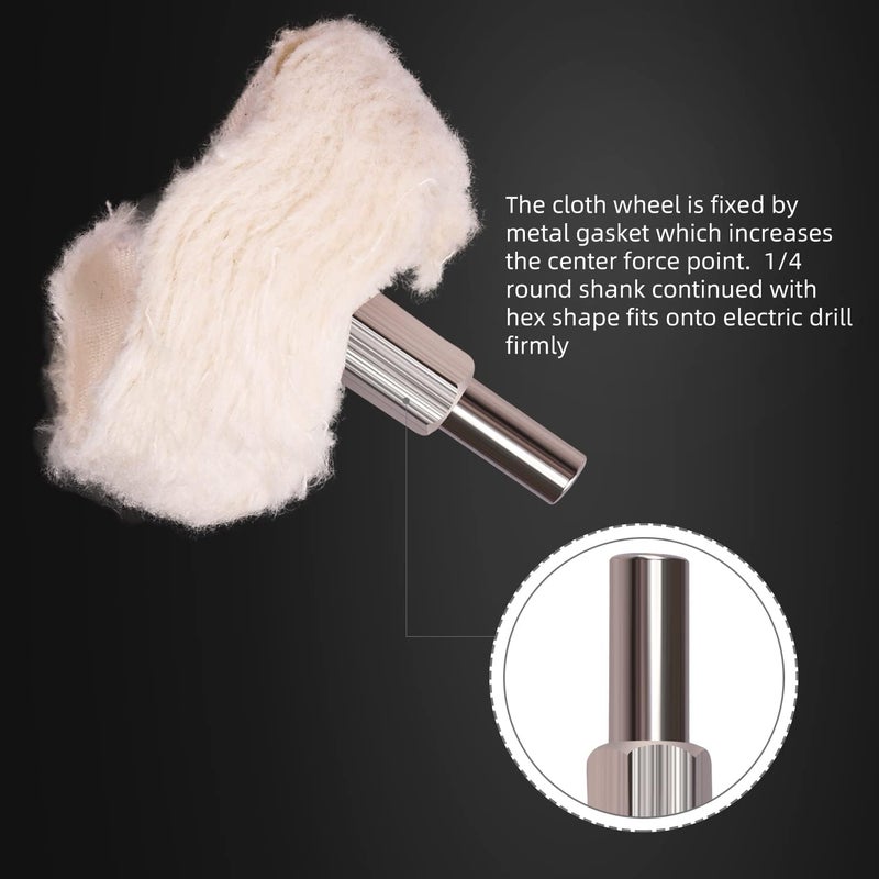 SPTA Polishing Wheel for Drill, Buffing Mop for Drill, 8Pcs White Flannelette Polishing Mop Wheel Grinding Head with 1/4" Hex Shafts for Manifold/Aluminum/Stainless Steel/Chrome - Image 4